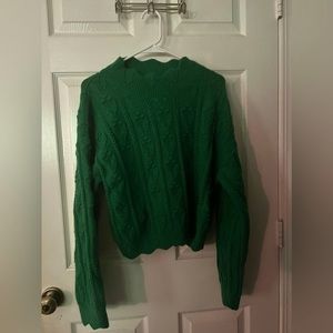 Dark green chunky detailed sweater